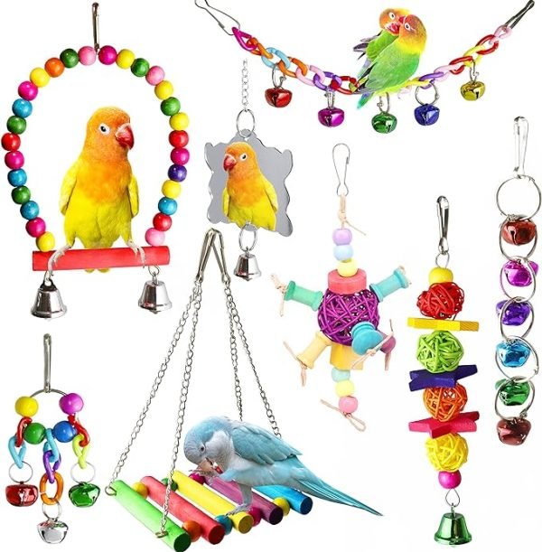 8 Pcs Parakeet Cockatiel Bird Toys