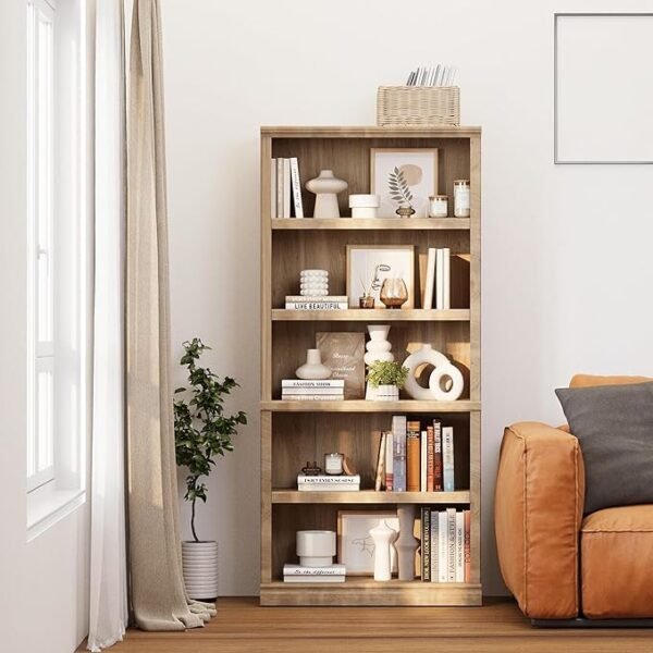 5-Shelf Tall Bookcase Wooden