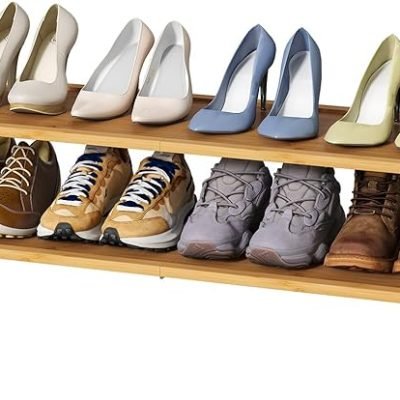 Long Shoe Rack in 2-Tier Bamboo